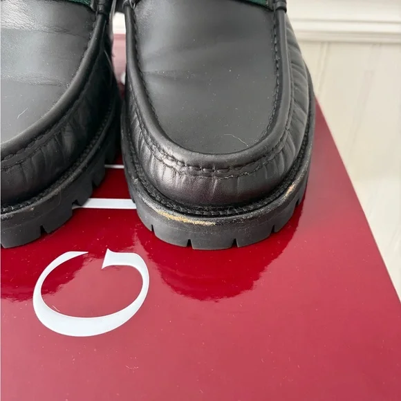 Gucci Black Leather Loafers with Green and Red Accents - Picture 6 of 6
